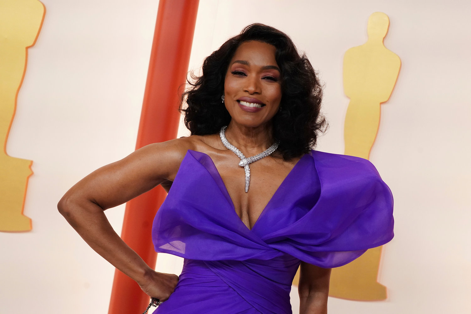 Angela Bassett arrives at the Oscars on Sunday, March 12, 2023, at the Dolby Theatre in Los Angeles. (Photo by Jordan Strauss/Invision/AP)