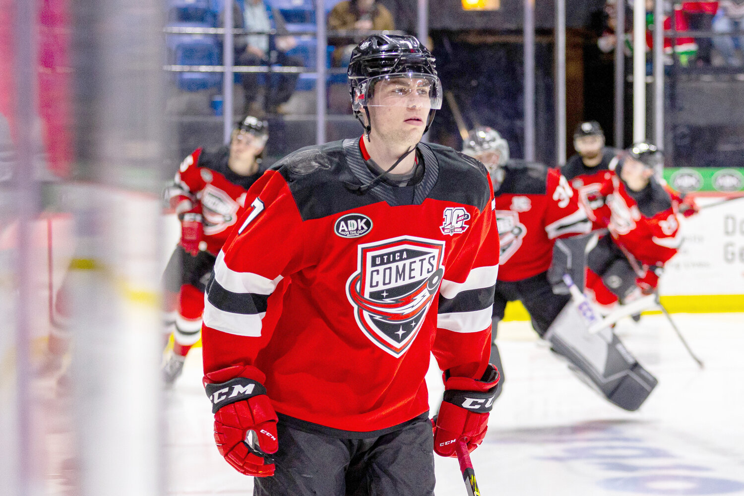 Simon Nemec, a top New Jersey Devils prospect, has goals in his last three games with the Utica Comets. The team is set for three games this week against Belleville and Laval in Canada as the playoff push continues.