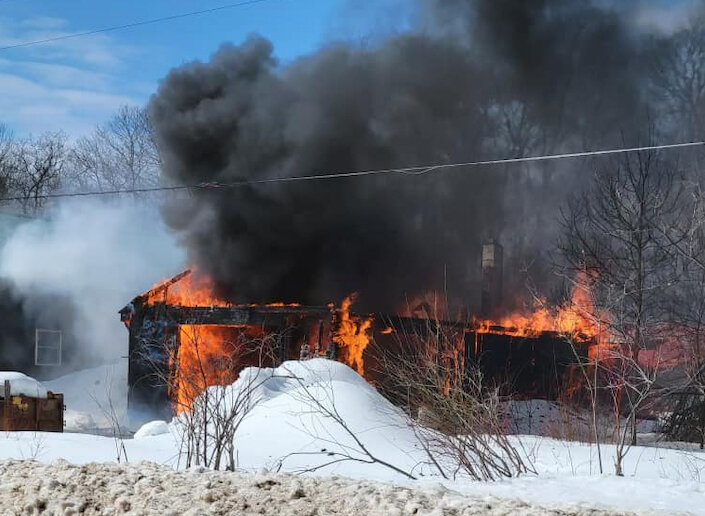 This garage and its contents were destroyed by fire on Stinebrickner Road in West Leyden on Thursday, according to the West Leyden Fire Department. No one was injured.