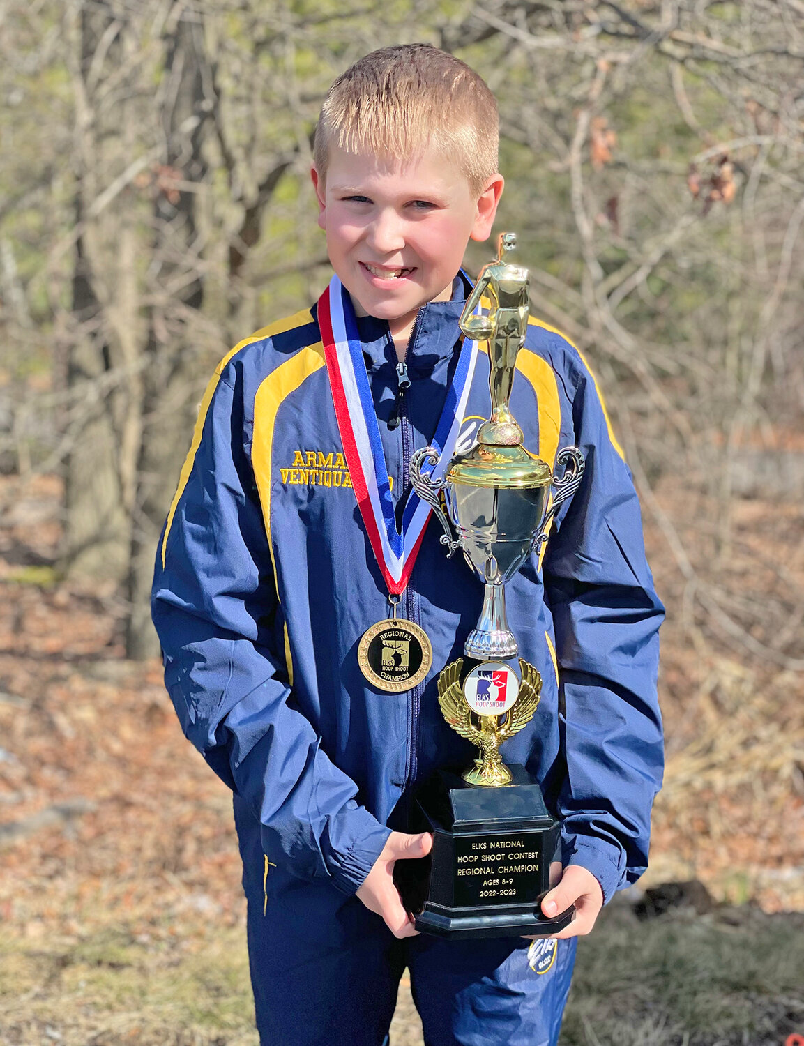 Armante “Bo” Ventiquattro is headed to the national finals for the Elks Hoop Shoot competition in the boys 8-9 age division after winning Region 5 in Pennsylvania last weekend. He represents the Boonville Lodge.