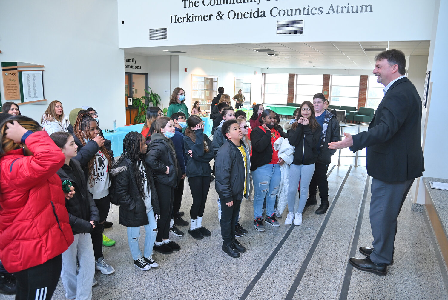 MVCC Dean of the School of STEM-Transfer Jake Mihevc welcomes sixth graders to the STEM Fest Friday, March 24 in Wilcox Hall. The event will be repeated for the public from 9:30 a.m. to 1 p.m. Saturday, March 25.