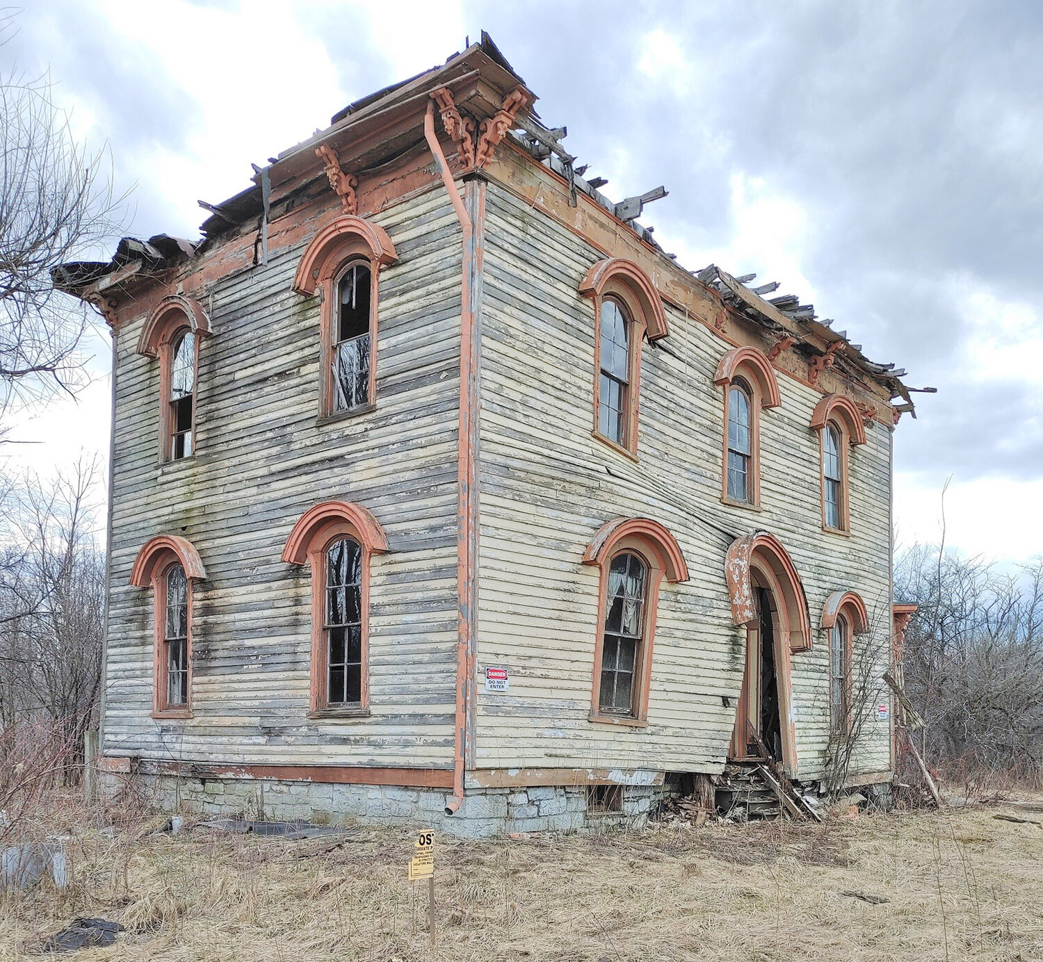 The dilapidated Shull House is part of a lawsuit filed by the Rome Historical Society against the owners of the Erie Canal Village. RHS wants this building demolished, among other property-related demands.