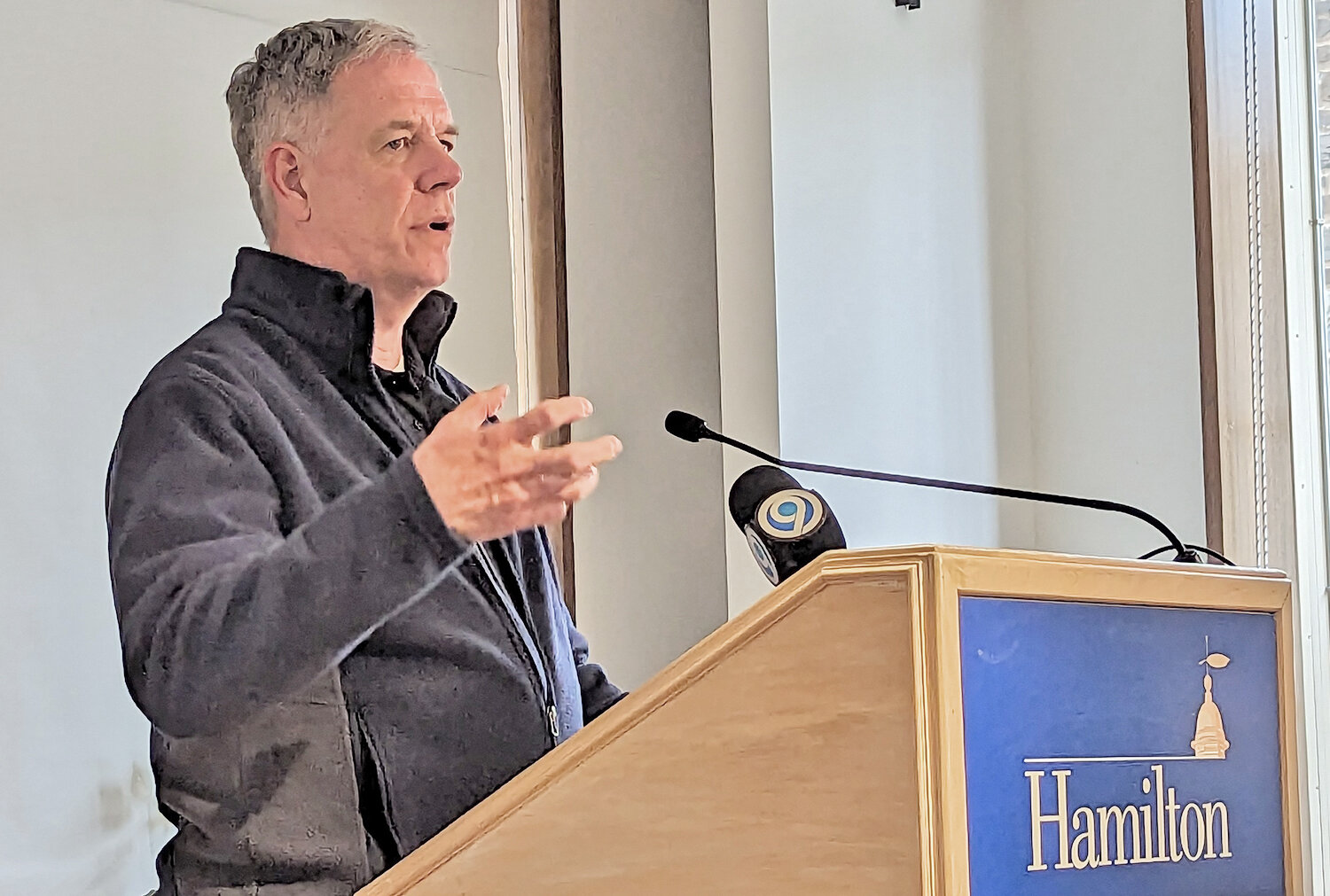 Francis S. Coots, director of public safety for Hamilton College, discusses the school’s response to a social media shooting threat on Sunday.