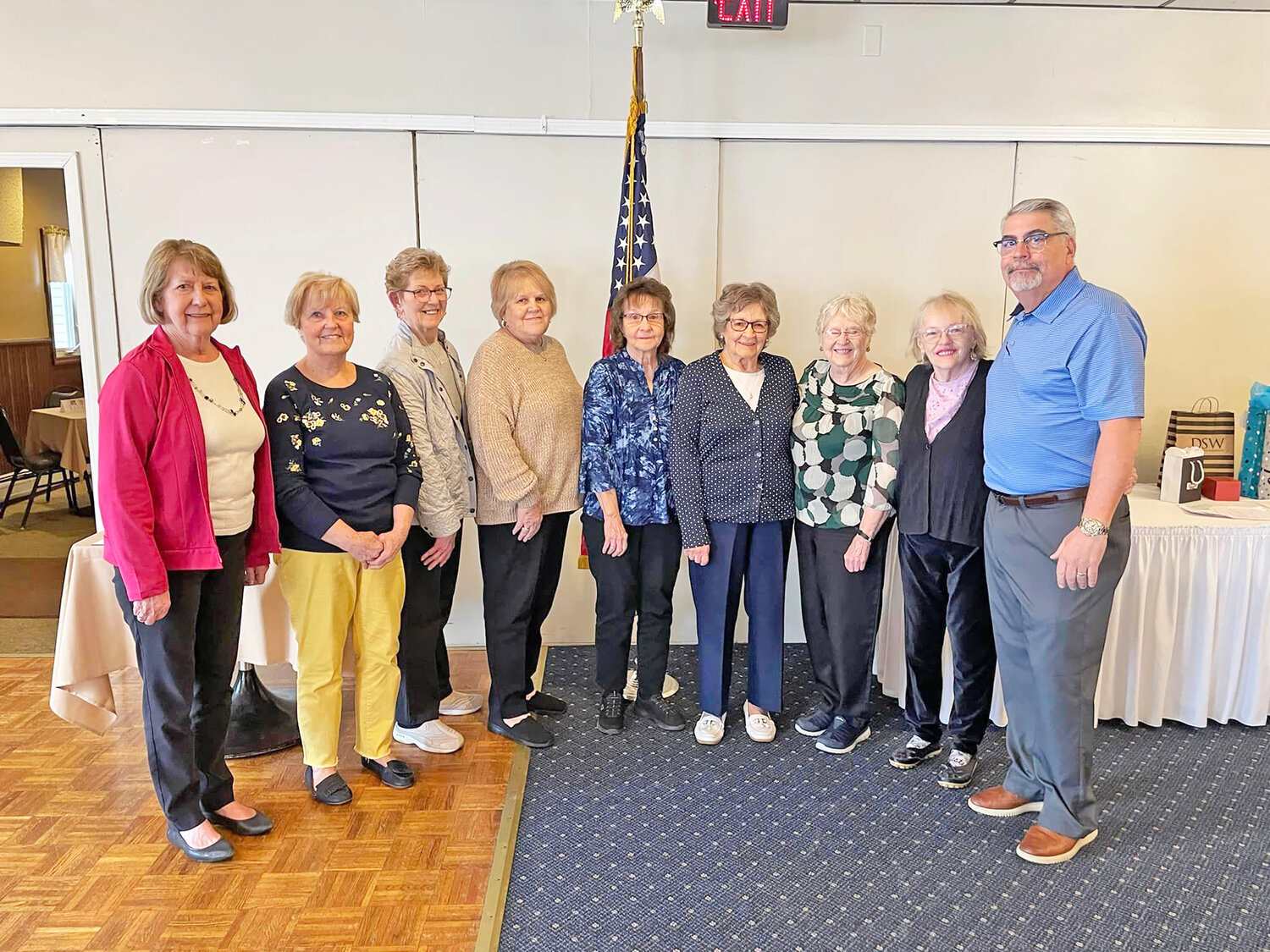 On Tuesday, April 11, the Kirkland Seniors held their Annual Officer Installation Banquet at the Roselawn in New York Mills. The event featured a buffet, entertainment and door prizes donated by the Westmoreland Teachers Association. A wonderful time was enjoyed by all. The group meets every Tuesday at the Kirkland Senior Center, 2 Mill St., Clark Mills, and new members are welcome. In the photo, from left, are board members, Carole Byrne, Cheryl Mody, Mary Lou Hardesty, Sandy Hynes, Sharleen Machold, Bettie Handley, Ceil Gilbert, Mary Wilbanks and Director, Jim Nolan.