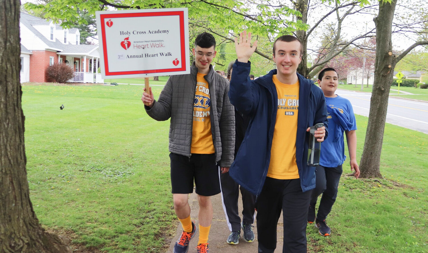 Students and staff at Holy Cross Academy in Oneida walked three miles to raise funds and awareness for heart disease and stroke