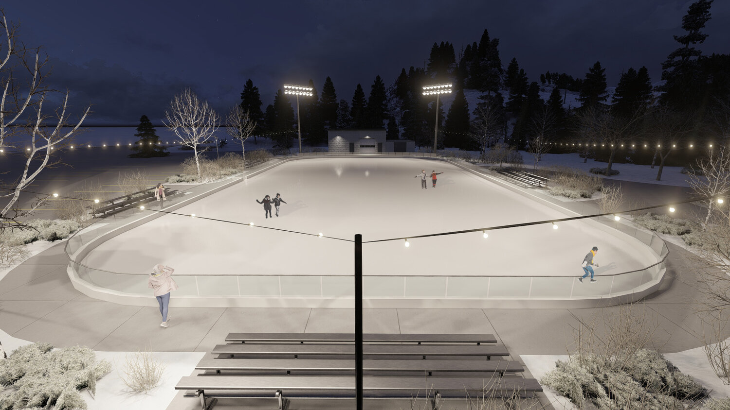 A rendering of the ice rink will look like during the fall and winter months.