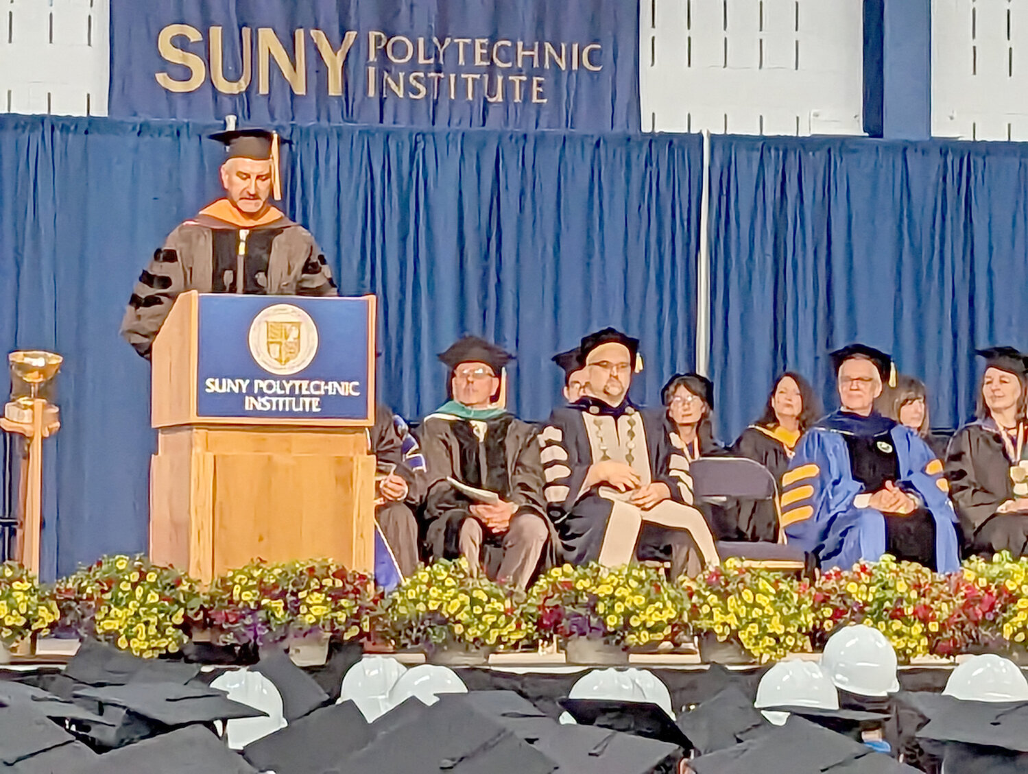 Dr. Michael J. Hayduk, deputy director of the Information Directorate at the Air Force Research Labs in Rome, was the commencement speaker Saturday morning for the College of Engineering at SUNY Polytechnic Institute in Marcy.