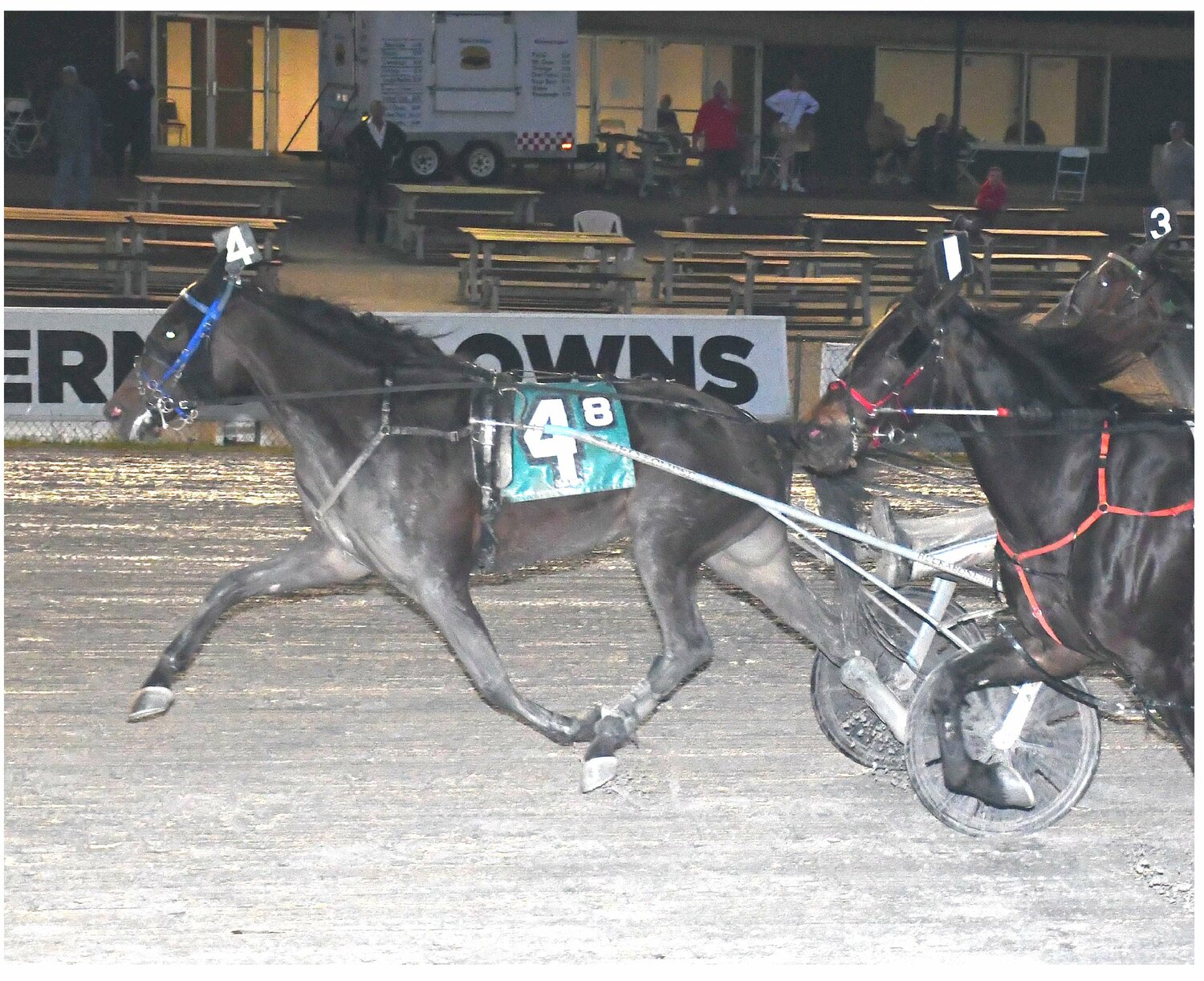 Telenovela with driver Dylan Huckabone-Miller charged late to win the featured trot on Saturday night at Vernon Downs.