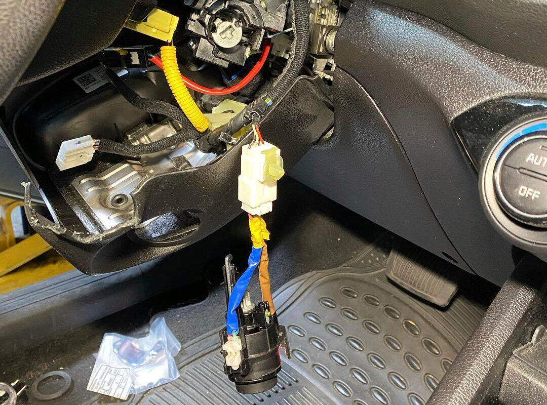 This photo provided by Zenith Auto Care shows damage to a steering wheel column and ignition assembly after the car was stolen, on April 20, 2023, in North Las Vegas. A sharp uptick in thefts of Hyundais and Kias over the past two years has been linked to viral videos posted to TikTok and other social media platforms that teach people how to exploit a security vulnerability to steal the cars.