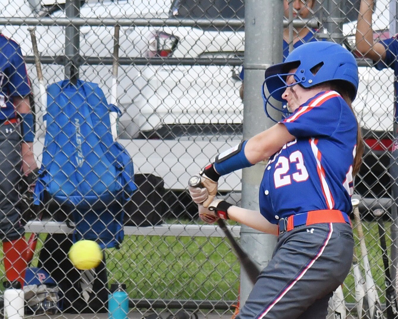 Poland's McKenzie Parow connects with a pitch Friday against Oriskany.