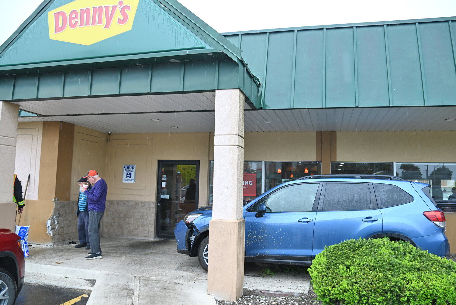 No one was injured when this SUV crashed into the masonry outside the Denny's restaurant on South James Street in Rome shortly after 2 p.m. Wednesday, according to the Rome Fire Department. The Rome Police Department is investigating.