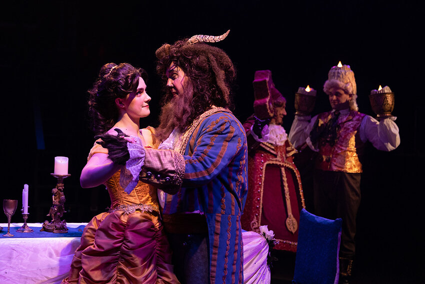 Rachel Cahoon and Justin Calhoun are starring in “Beauty and the Beast” at Toby’s Dinner Theatre through June 16.
