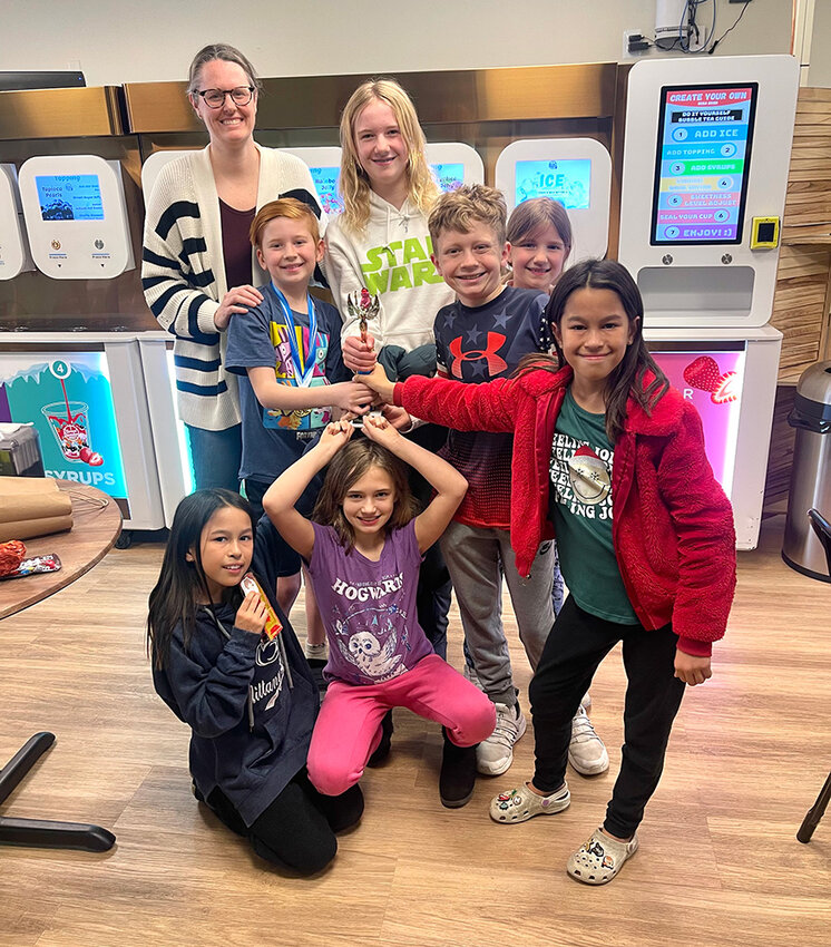 Odyssey of the Mind team members enjoyed a sweet treat to celebrate their fantastic first season. The team included (back row) Nicole Wise, Clayton Wise, Elysa Wilt, Wes Kamas, Valerie Plessinger, Nadia Cortes and (front row) Mia Cortes and Annie Kamas.