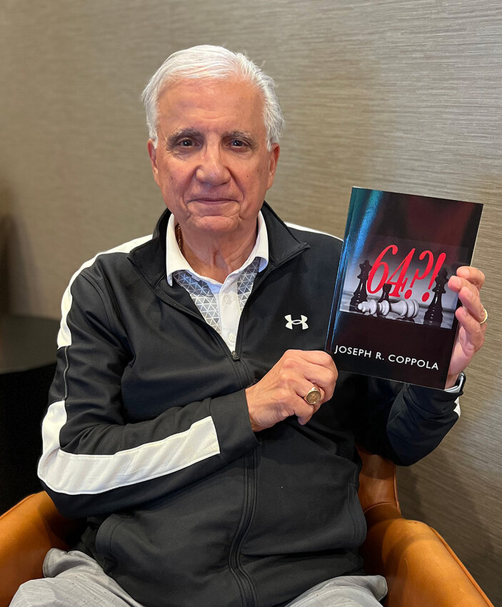 First-time author and Severna Park resident Joe Coppola displayed his gift to his family, “64?!” He wrote the play about American chess champion Bobby Fischer.