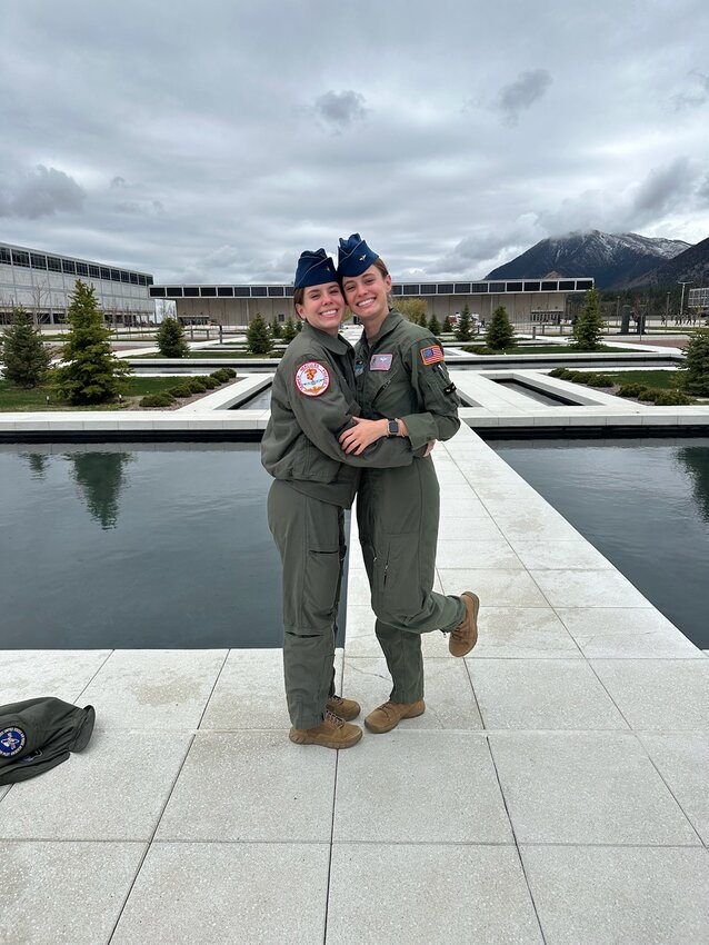 Arnold’s Amber Martin (left) posed with her older sister, Ella, on the Air Force Academy’s campus in Colorado Springs. Ella is two years older than Amber and was Amber’s host during her initial visit to the academy.