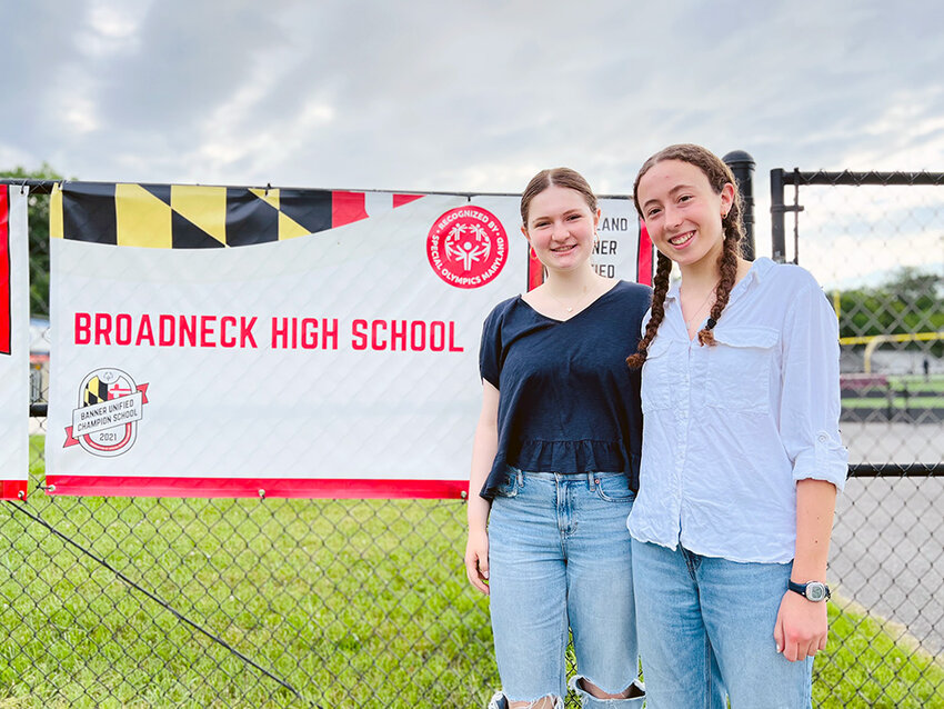 Longtime friends Aurora Nelson (right) and Lena Stern topped Broadneck’s class of 2024.