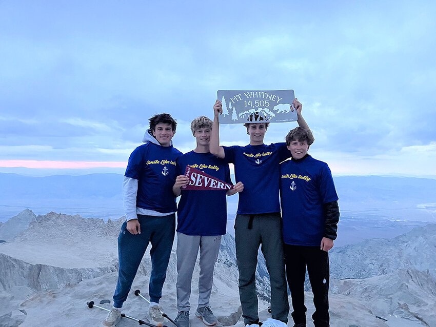 Nick Melfi, William Cawlfield, Tanner Huber and Peter Urban completed a climb atop Mount Whitney in California to honor Sullivan Shields, a friend who died of cancer in 2023.