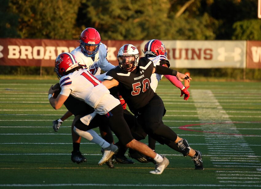 Broadneck’s Thomas Anglim (50) helped anchor a dominant Broadneck defensive effort.