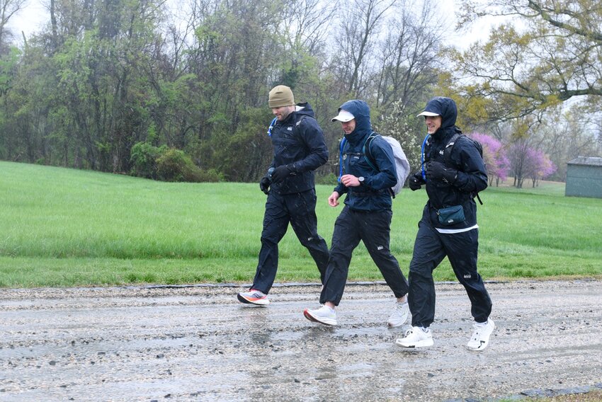 Rain and cold temperatures did not stop Nick Manis, Jeff Begin and LJ Urie from running 100 miles this past weekend to honor Brian Adam. Two friends joined them at different parts of the run.
