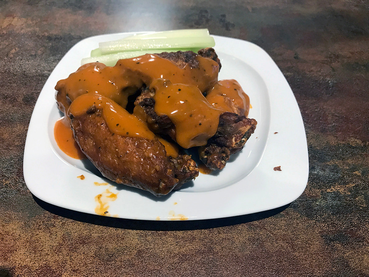 The hot wings had just the right amount of heat.