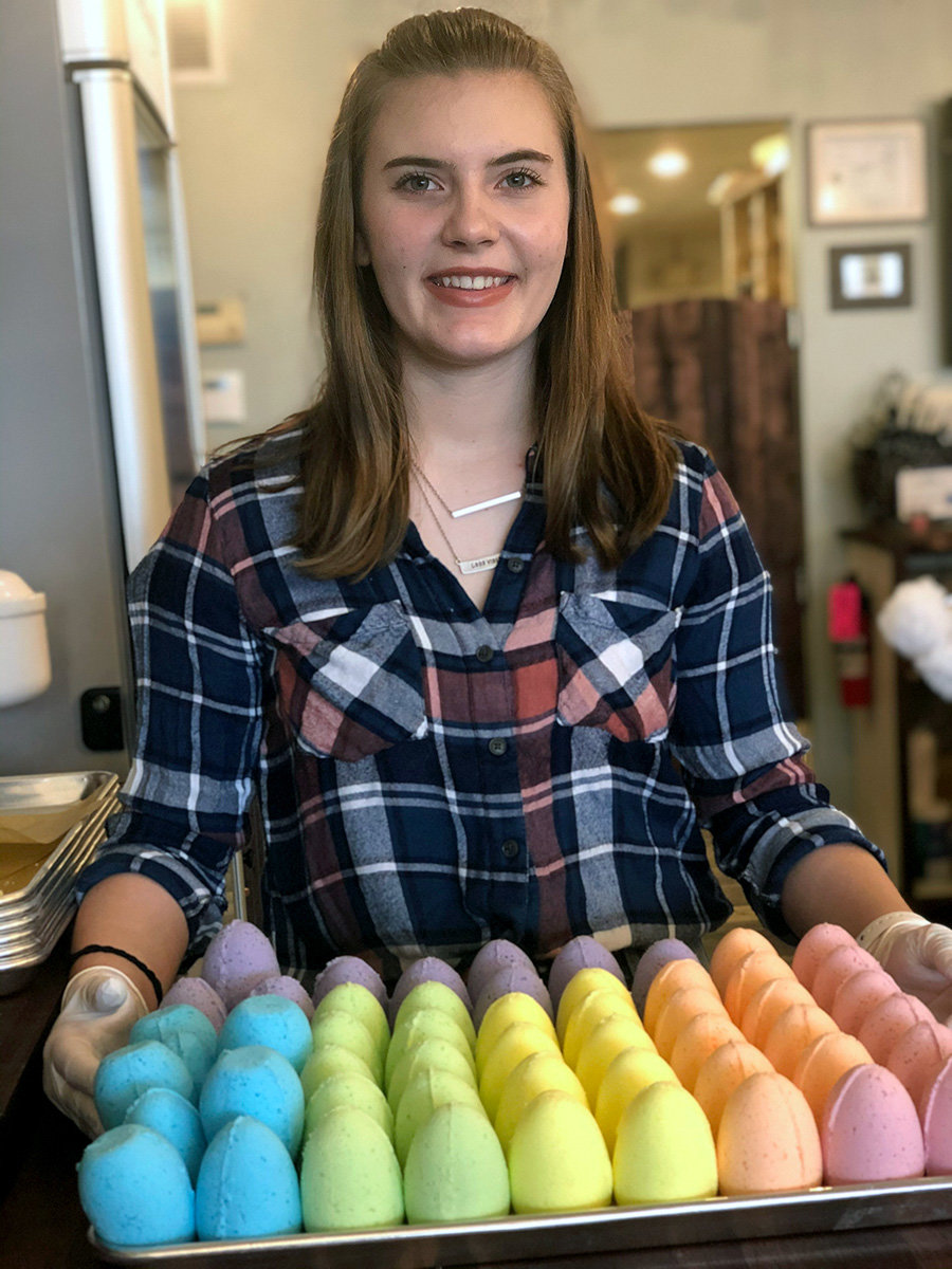 Ella Bowen is the creator and inspiration of The Blended Essentials. Ella creates all of the bath bombs and is considered to be the “backbone of the company,” according to her mom, Danielle.