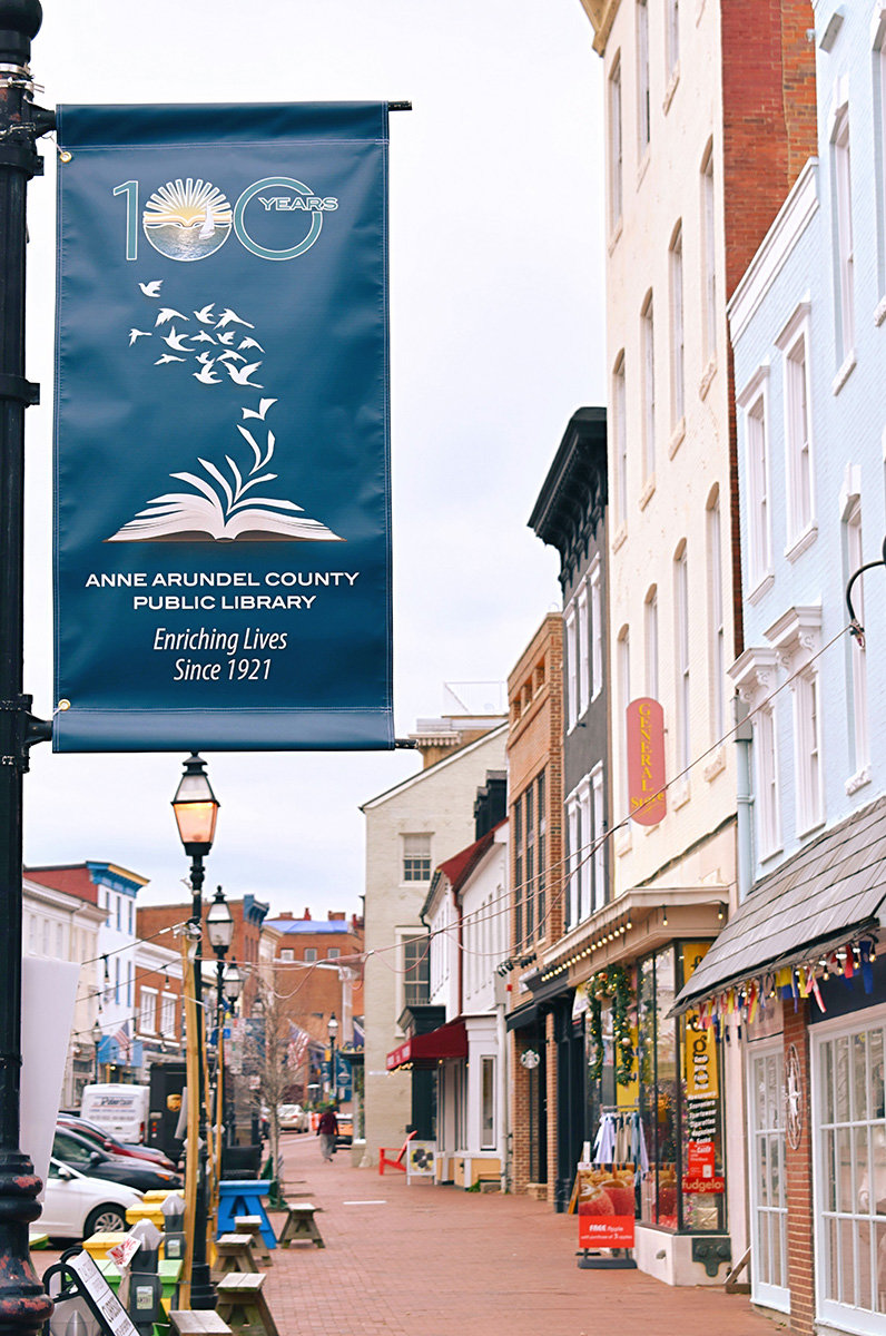 The Anne Arundel County Library will have special banners up in downtown Annapolis to celebrate the anniversary.