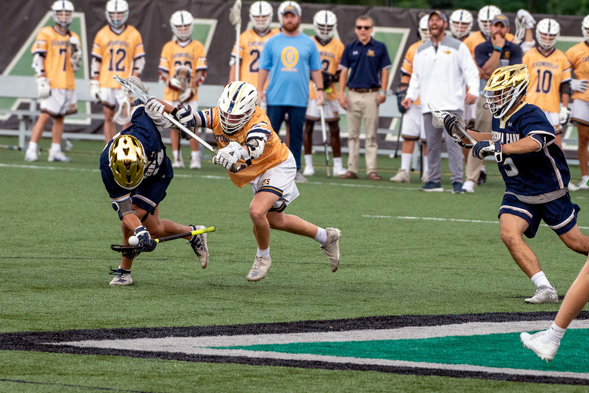 Colin Shadowens won 14 of 15 faceoffs during the 4A state championship game.