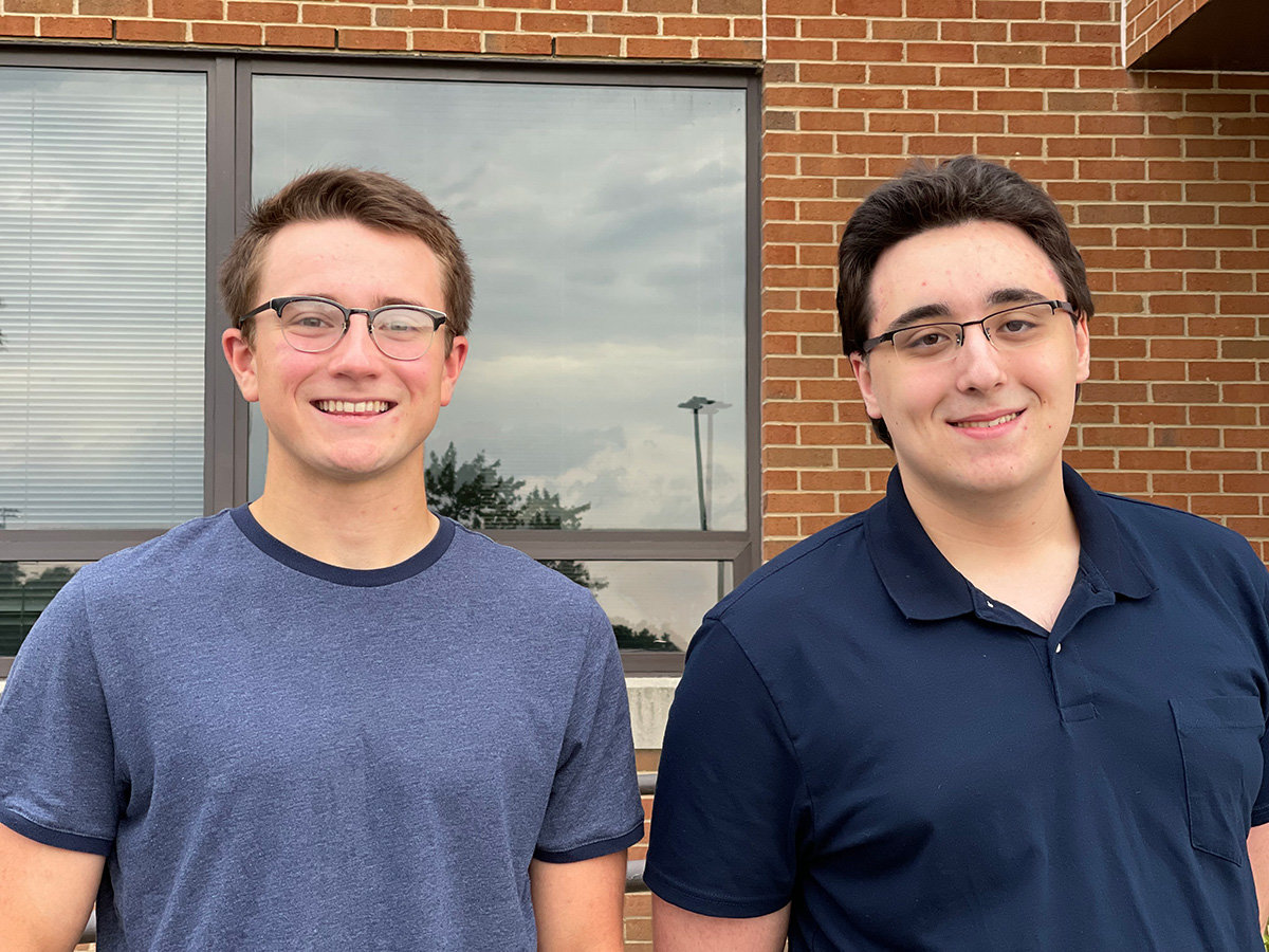 Broadneck’s class of 2021 valedictorian George Witt (right) and salutatorian Andrew Kille both have a strong interest in computer programming.