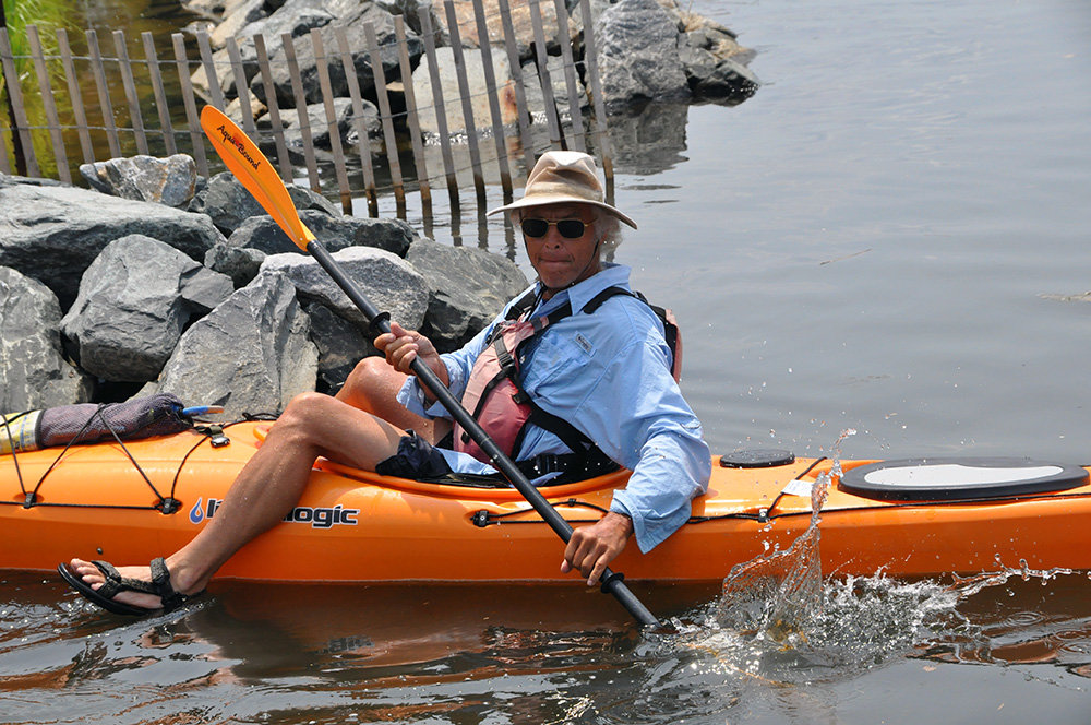 A group of kayakers used the Solley Cove beach launch area following the ceremony on July 15.