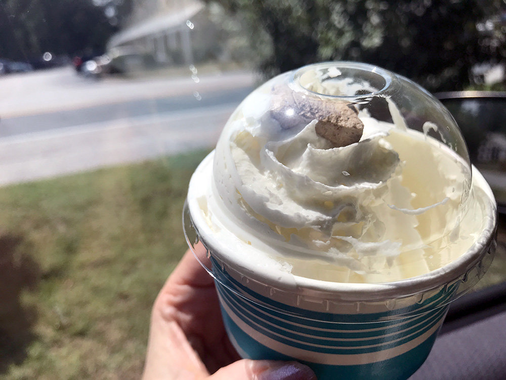 Try "graham central station" at Bruster’s Real Ice Cream for a unique flavor treat.