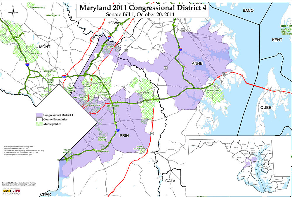 In 2011, Democratic Governor Martin O’Malley drew Maryland’s fourth congressional district in a way that gave Anne Arundel County four representatives. Currently, none of those elected officials live in Anne Arundel County.