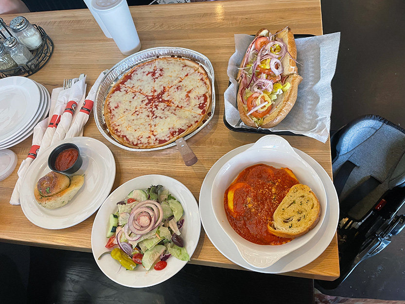 Mary Cobbler’s group liked having the option to choose from a variety of pizza slices, subs and pastas.