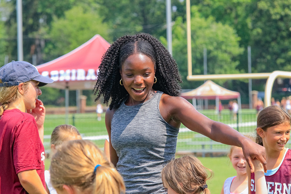 Tiana Griffin recently enjoyed coaching a group of young lacrosse players at Severn School.