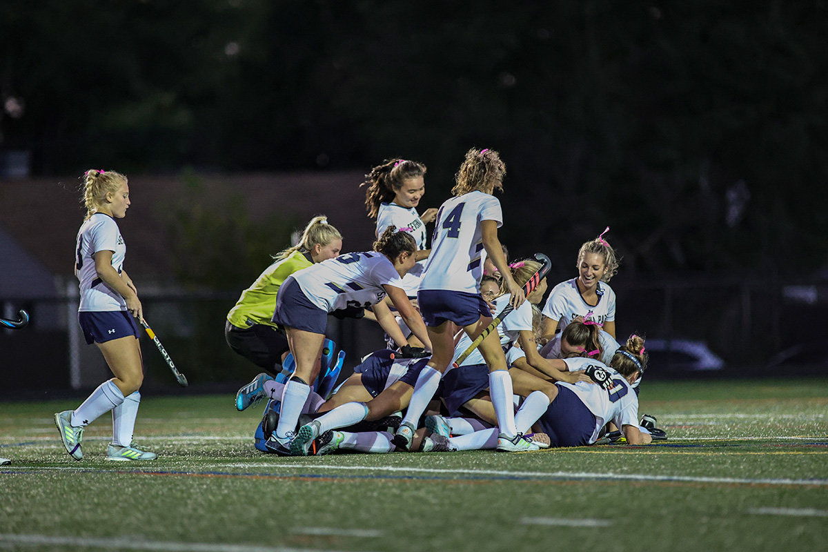 Severna Park celebrated the victory over Old Mill in the Anne Arundel County field hockey championship.