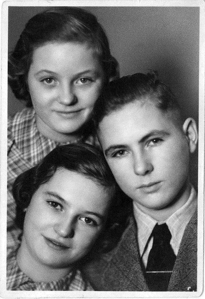 Inge (bottom left) lived in Bremen, Germany, with her sister (top left) and brother.