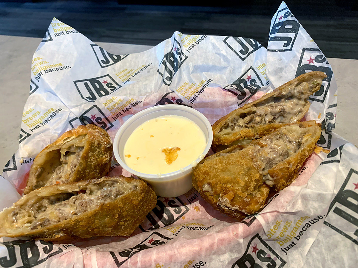 For an appetizer, the cheesesteak egg rolls were a good choice — crispy on the outside, soft on the inside, and filled with a shaved beef and cheese mix.