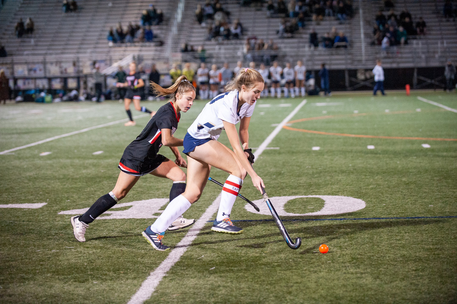 Senior Zoe Day helped keep the ball away from Dulaney during a 4-1 win in the 4A state semifinals.