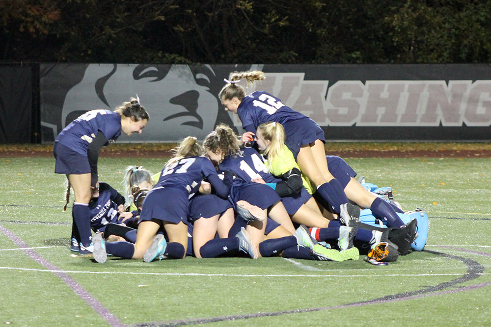 Severna Park Falcons players celebrated their 4A state final win over Winston Churchill.