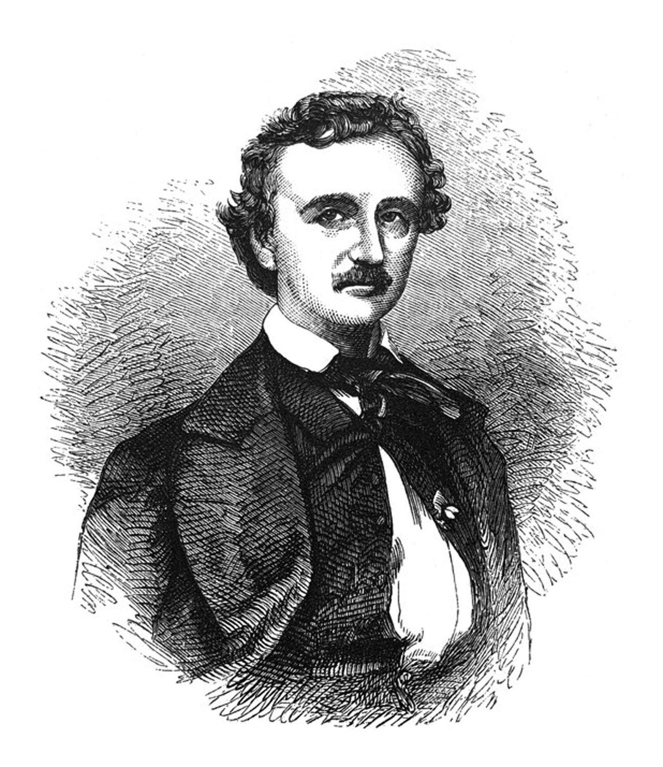 This illustration of Edgar Allan Poe was featured in Harper's magazine in 1872.