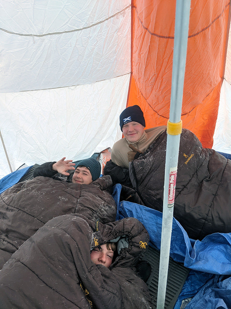 Troop 382 was the first of the year to earn the Zero Hero Award, which is awarded to those who camp in temperatures below zero degrees Fahrenheit (minus 1 or colder). This particular crew camped in a frigid 27.3 degrees below zero.