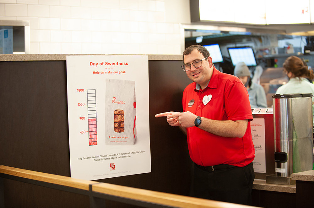 Andy Killen and the team at Chick-fil-A asked customers to support Johns Hopkins Children’s Center by purchasing cookies in February.