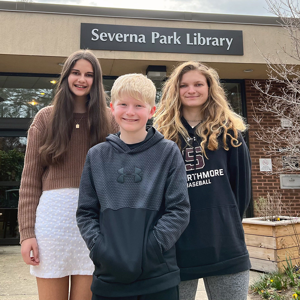 (L-R) Lily McCallister, Charles Larson and Emily Ernst took home the most awards during the Anne Arundel County Public Schools Science & Engineering Expo.