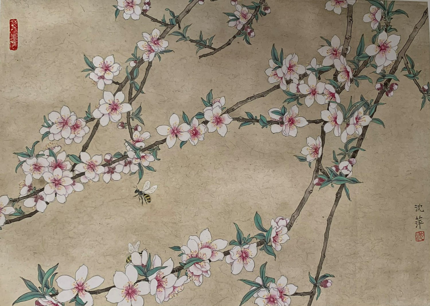 “Apple Blossoms” was made with colors on rice paper.