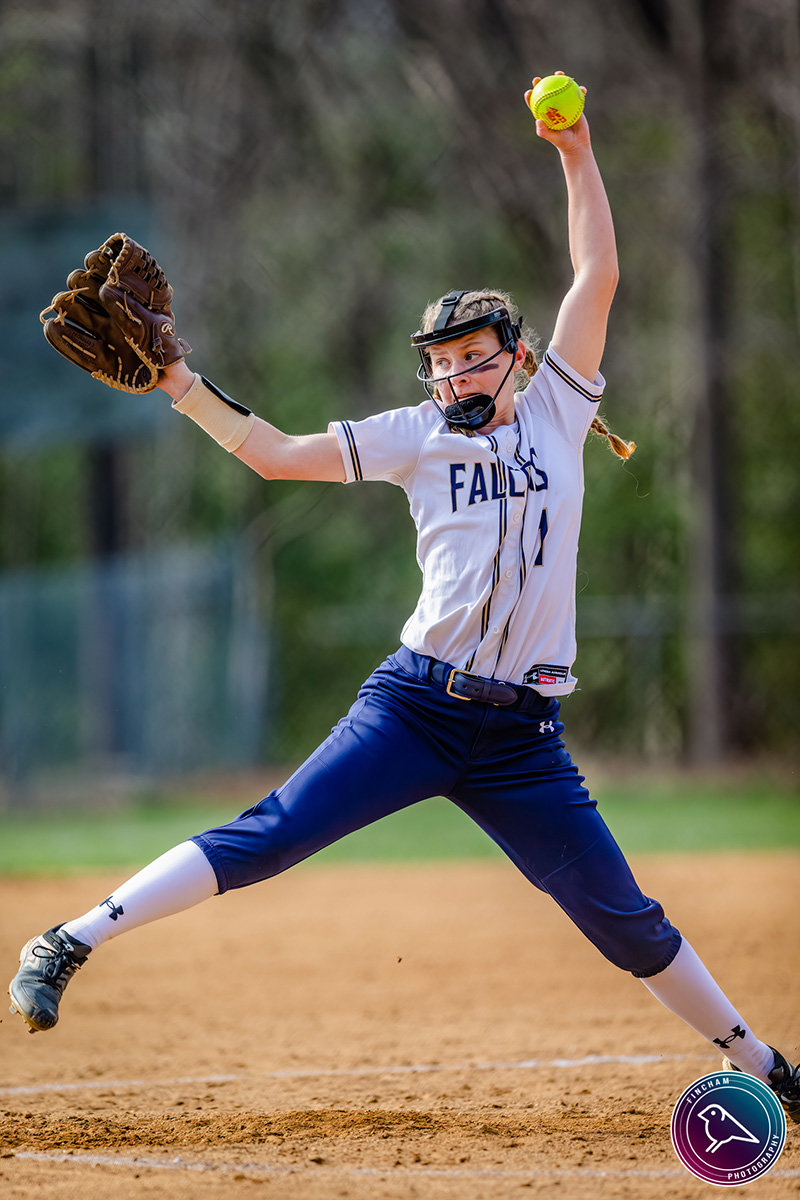 Falcons pitcher Christina Ballagh hurled an 84-pitch complete game win against the Bruins.
