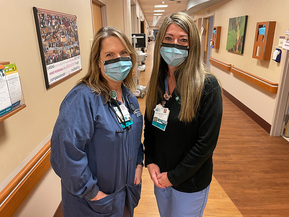 Jean Duffy (left) and Danette Readling are just two of the more than 1,030 nurses working in bedside clinical roles or the nearly 100 nurses in management positions at Luminis Health Anne Arundel Medical Center in Annapolis.