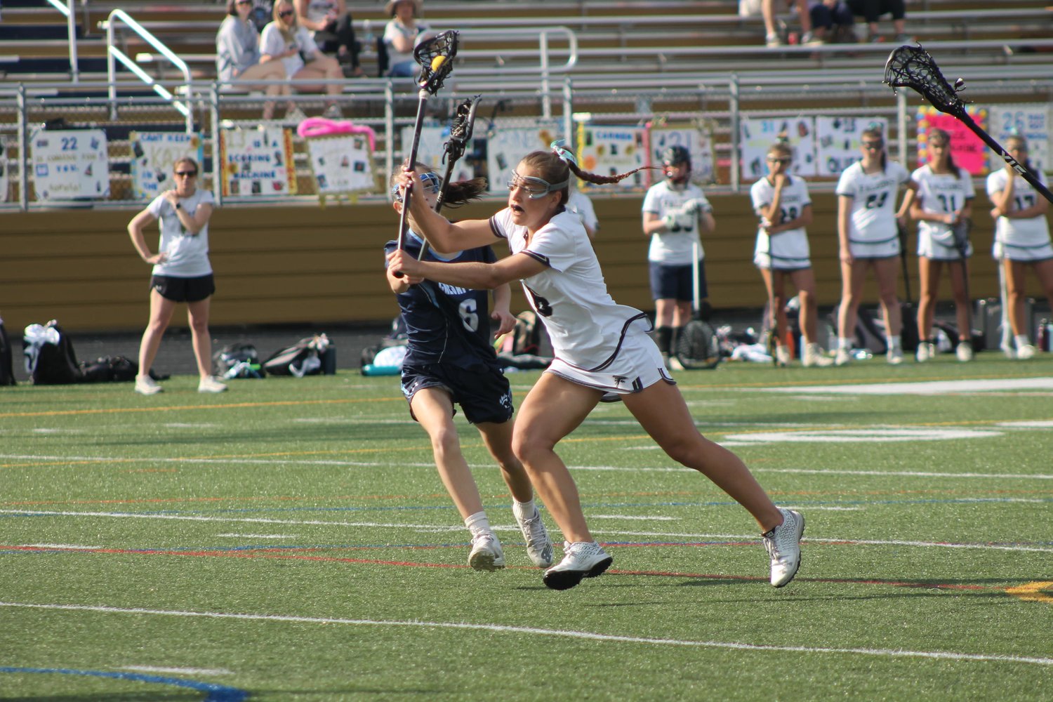 Maddy Goger scored on this shot on goal off a free play.
