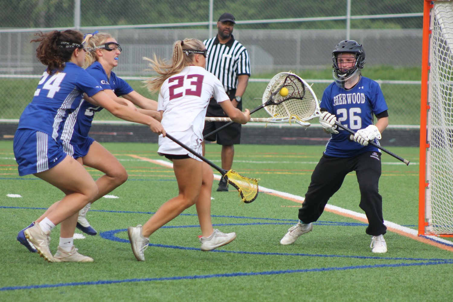 Lilly Kelley attempted a shot on goal, but she was denied on this attempt by a great save from Sherwood’s goalie, Savannah Weisman.