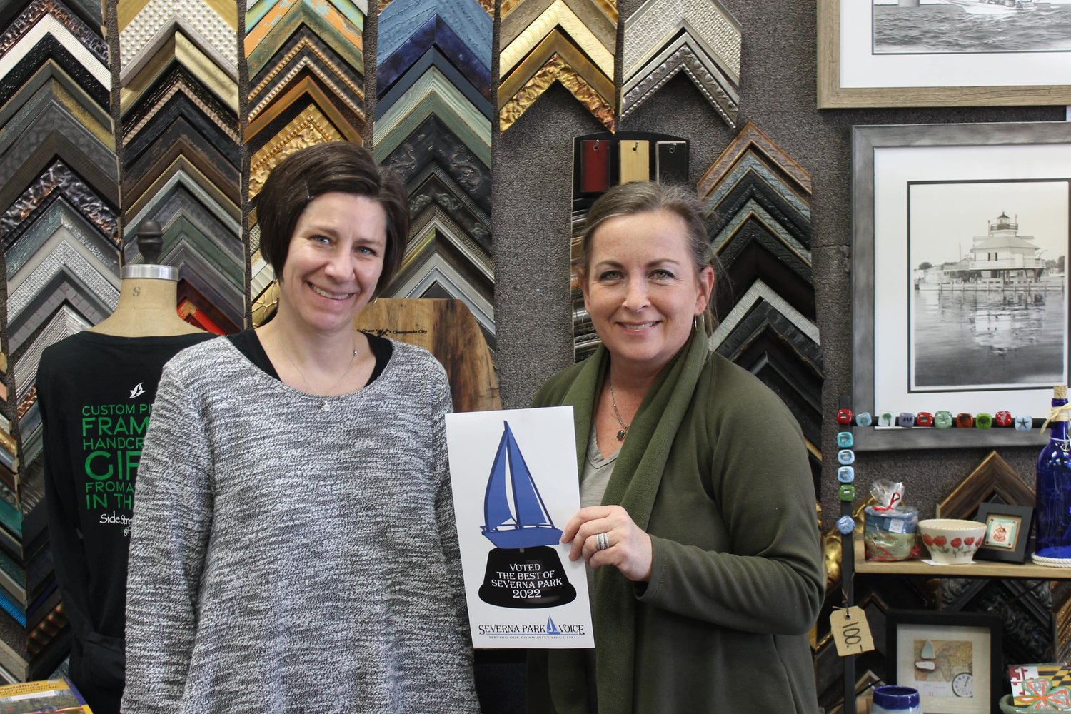 Stephanie Lavis and Dawn Wilson of Side Street Framers and Gift Gallery held the award for Best Art and Frame Shop.