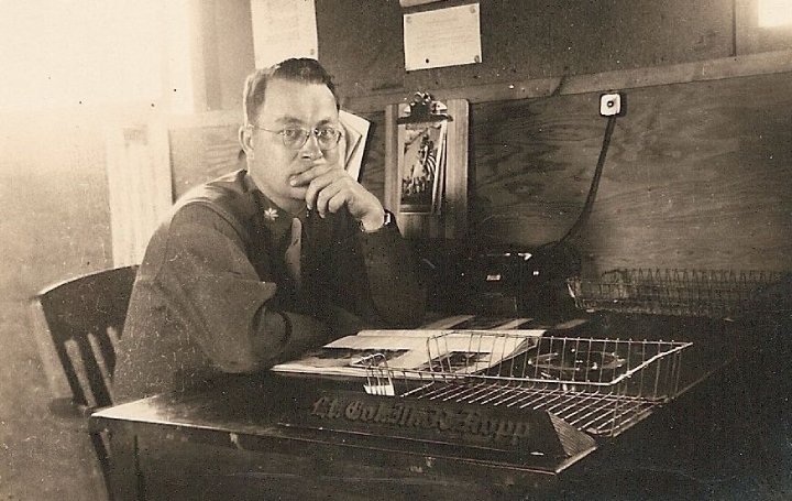 Lt. Col. Marlin R. Kopp was photographed at his desk at Guadalcanal. He was one of the 400,000-plus men who died while serving in World War II.