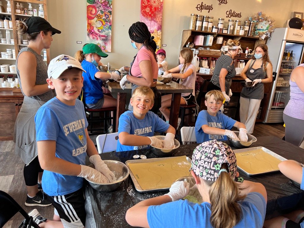 Severna Park Elementary fourth-graders made bath bombs at one of their favorite local businesses, The Blended Essentials, as a part of their “walking field trip.”